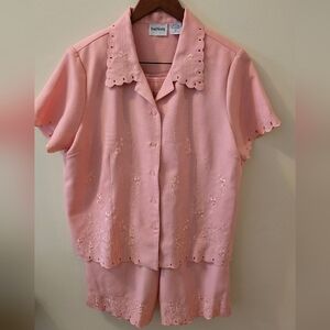 Pink Embroidered Two-Piece Set